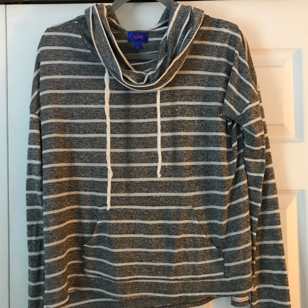 Striped Cowl Neck Sweater